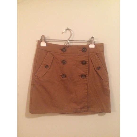 J Crew brown button skirt