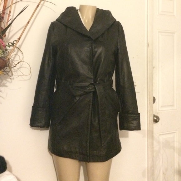 Wilson Leather jacket with hood sz S