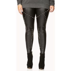 Forever21 Spiked Moto Leggings