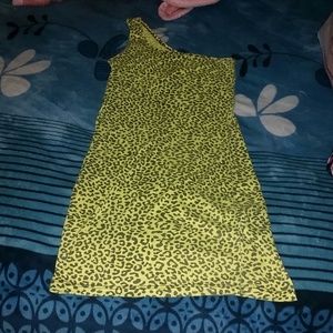 One sleeve yellow cheetah dress