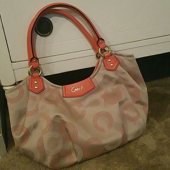 Coach Handbags - Coral and Beige Coach Handbag