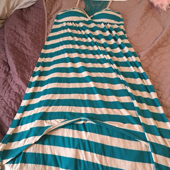 Striped high-low dress.