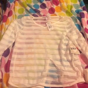 White Sweater with See Through Stripes