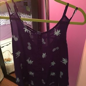 dark blue and neon blue pineapple shirt