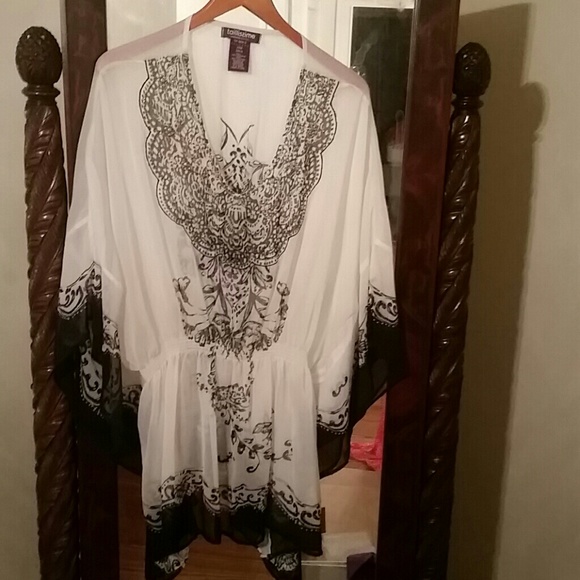 Tallisme black and off white angel blouse sheer