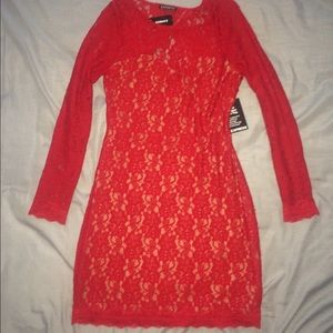 nwt express red lace dress