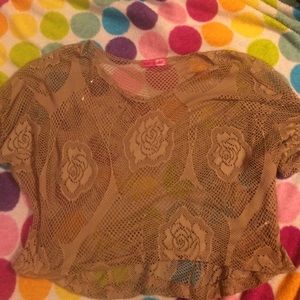 Beige Netted Rose Blouse