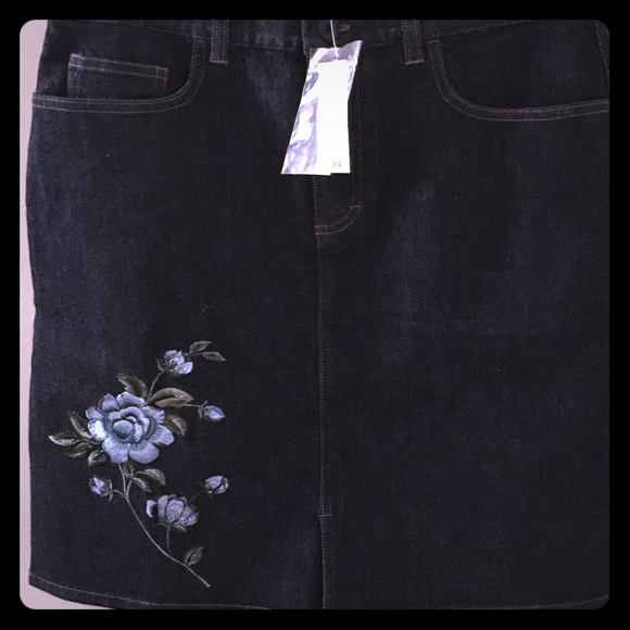 Ann Taylor Floral Denim Skirt