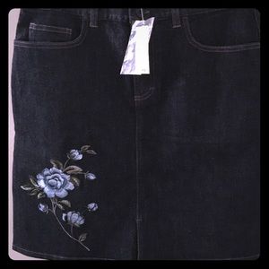 Ann Taylor Floral Denim Skirt