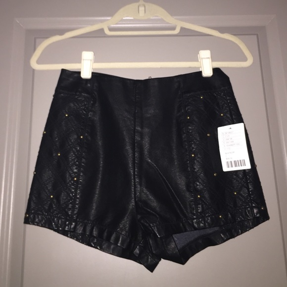 High waisted, leather shorts