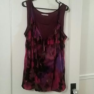 Layered Ruffled floral purple tank top
