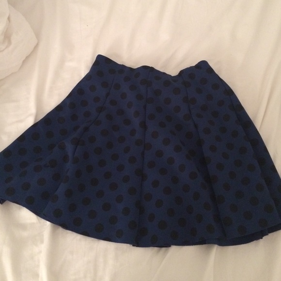 Blue skirt with black polka dots