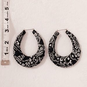 Black Bandana Large Doorknocker Earrings