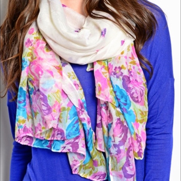Beautiful Butterfly, Floral Scarf