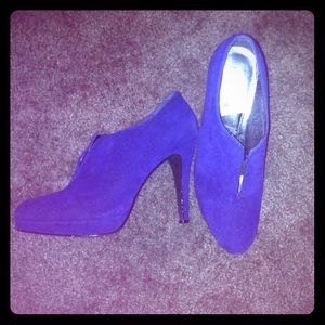 Blue suede booties