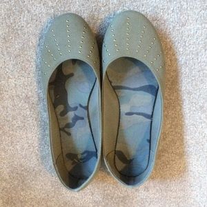 Studded Army Green Flats