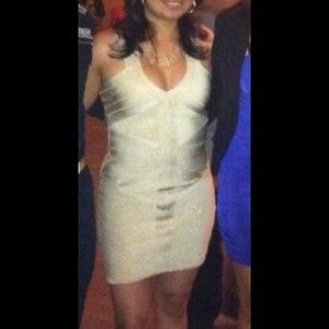 Champagne bandage dress by Bebe