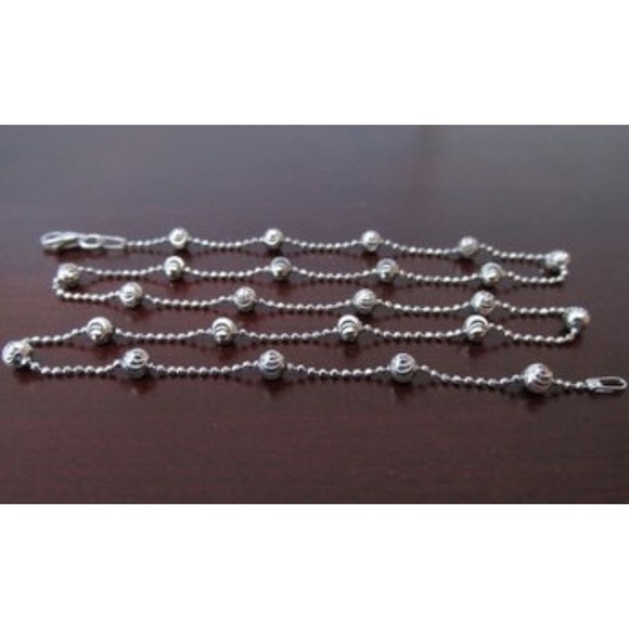925 Sterling Silver Diamond Cut Beads Chain - Picture 2 of 2