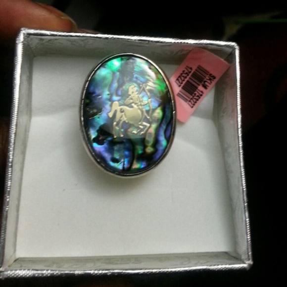 Abalone Shell Sagittarius Ring in Silver