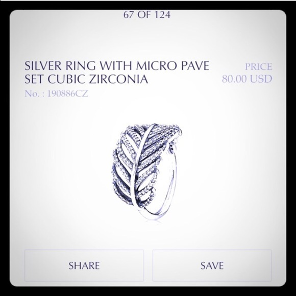 Brand new Pandora Feather ring