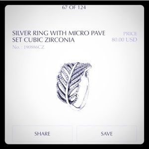 Brand new Pandora Feather ring