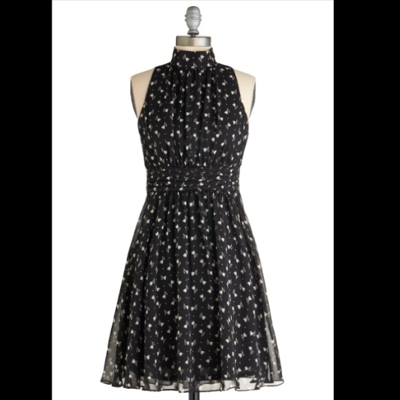 MODCLOTH WINDY CITY CHIFFON DRESS B&W TULIP NWT!
