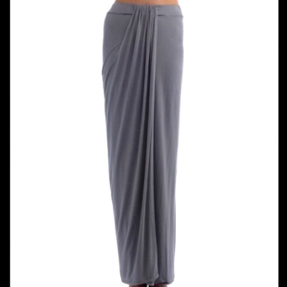 Gray drape front maxi skirt - Picture 2 of 3