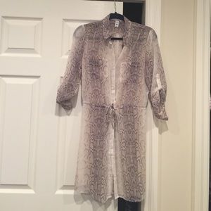 Shirt dress with underlying slip animal print