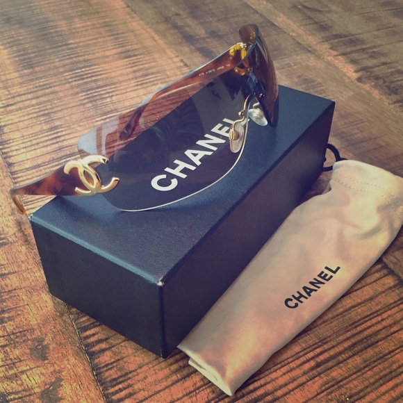 Chanel rimless sunglasses - tortoise shell/gold