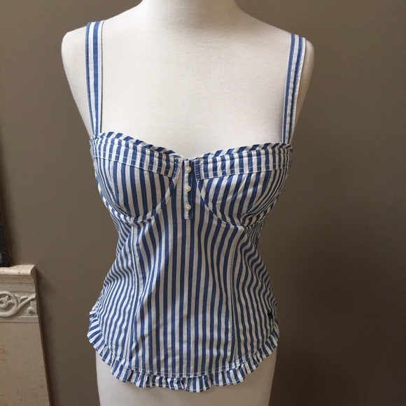 Abercrombie & Fitch Tops - Blue white striped tank top corset with bustier