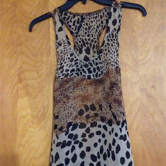Backless Animal Print Sheer Tank