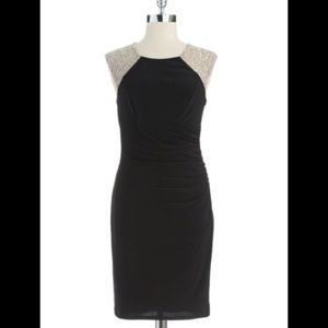 Xscape rhinestone accented ruched dress