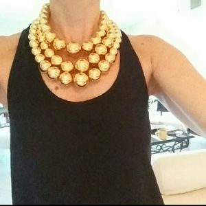 Betsey Johnson Gold Large Bead Statement Necklace