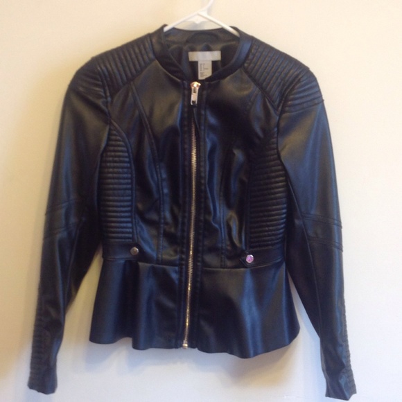 H&M Jackets & Blazers - Faux leather peplum jacket {like new}