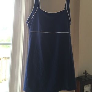 Speedo piped sheath swim dress.
