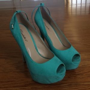 Teal high heels