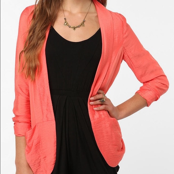 Silence and noise Coral blazer with sheer panels