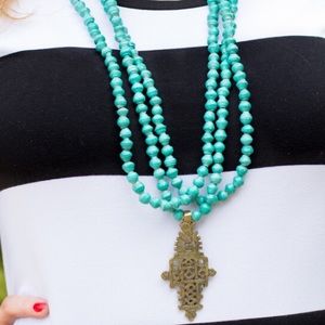 Akoli Project hand made jade paper beaded necklace