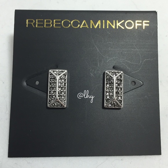 ❌SOLD❌REBECCA MINKOFF BRICK STUD EARRINGS (SILVER) - Picture 2 of 4
