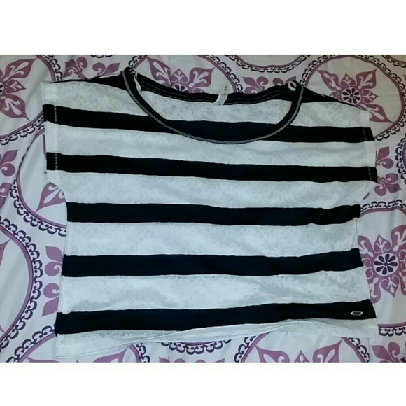 Lace striped crop top