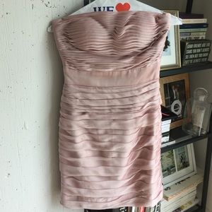 Pink Ruched Strapless Dress