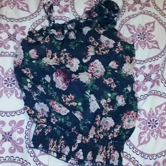 Blue floral blouse
