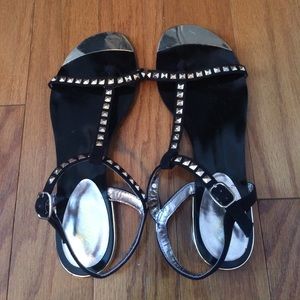 Black and gold sandals