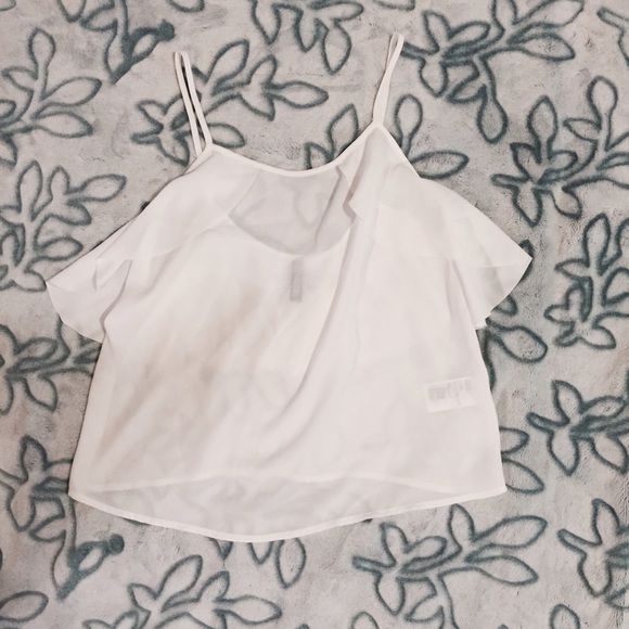 White ruffle spaghetti strap tank