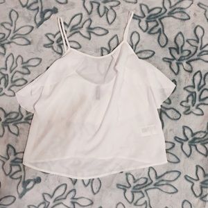 White ruffle spaghetti strap tank