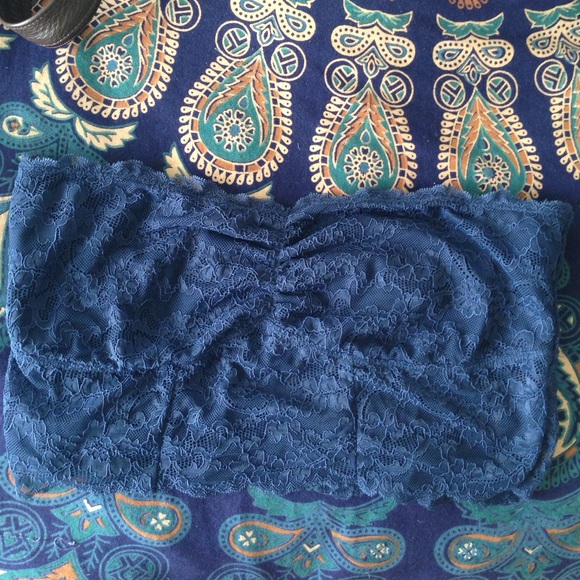 Navy blue lace bandeau corset crop top