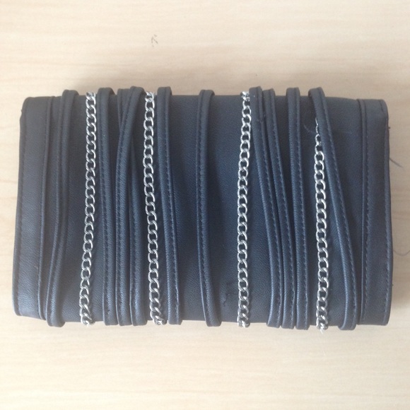 Edgy Chains and Faux Leather Clutch