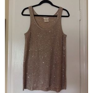 Sequined Knit Tank Top