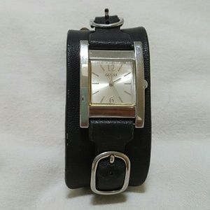 Guess Black Genuine Leather Watch