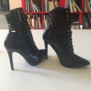 Patent leather lace up heels